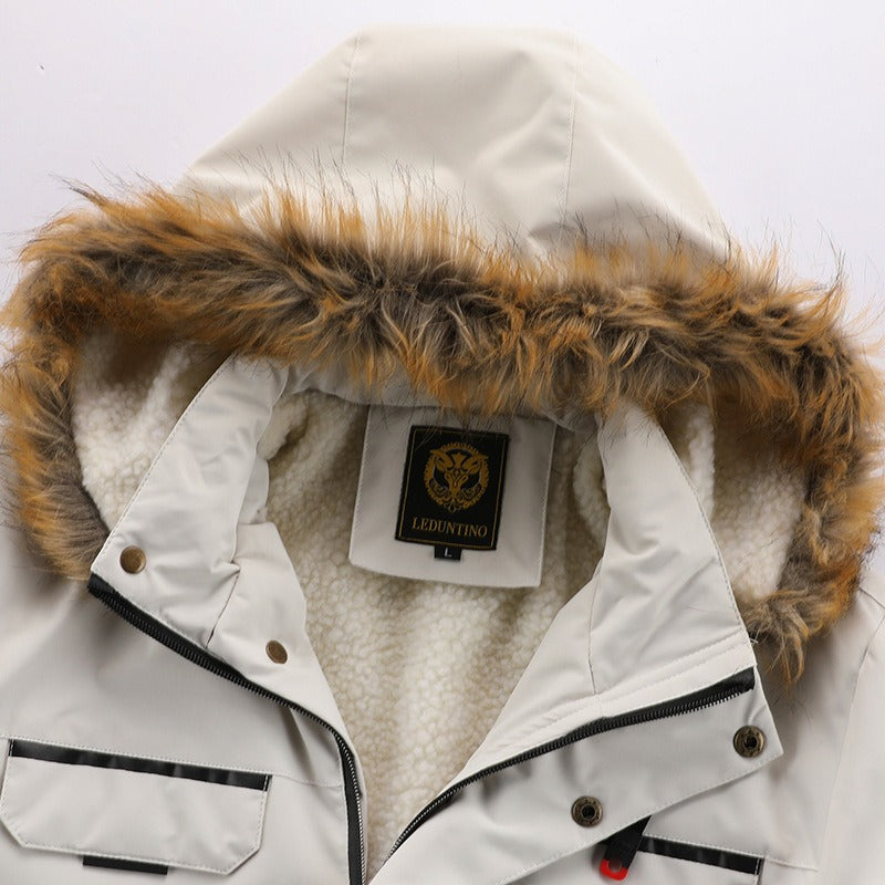 Wasserdichten Outdoor Fleece Winterjacke mit Fellkapuze