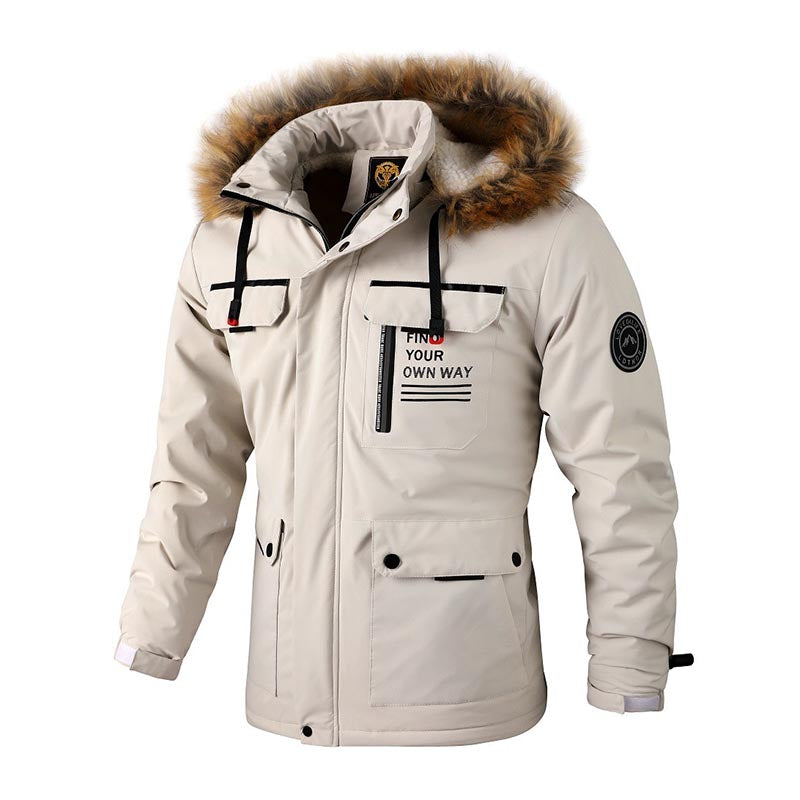 Wasserdichten Outdoor Fleece Winterjacke mit Fellkapuze