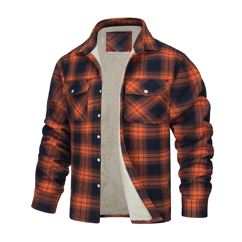 Herren Winter Fleecefutter Karohemdjacke mit mehreren Taschen