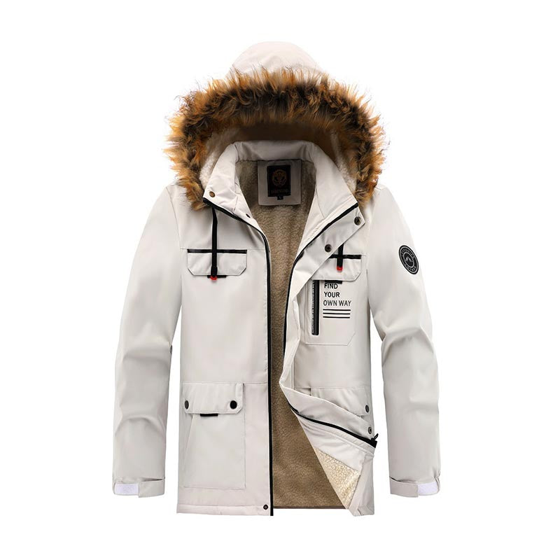 Wasserdichten Outdoor Fleece Winterjacke mit Fellkapuze