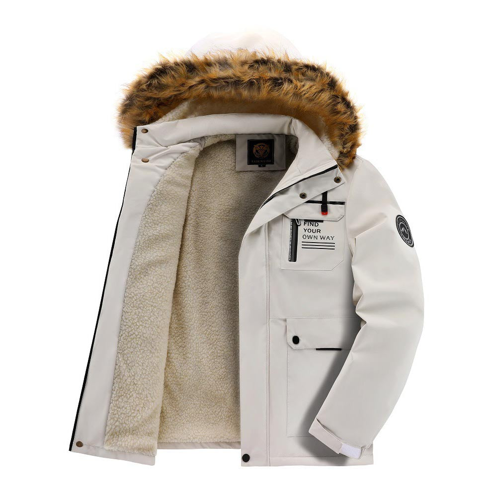 Wasserdichten Outdoor Fleece Winterjacke mit Fellkapuze