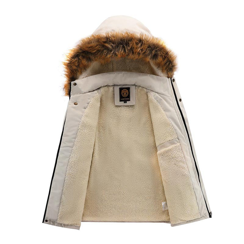 Wasserdichten Outdoor Fleece Winterjacke mit Fellkapuze
