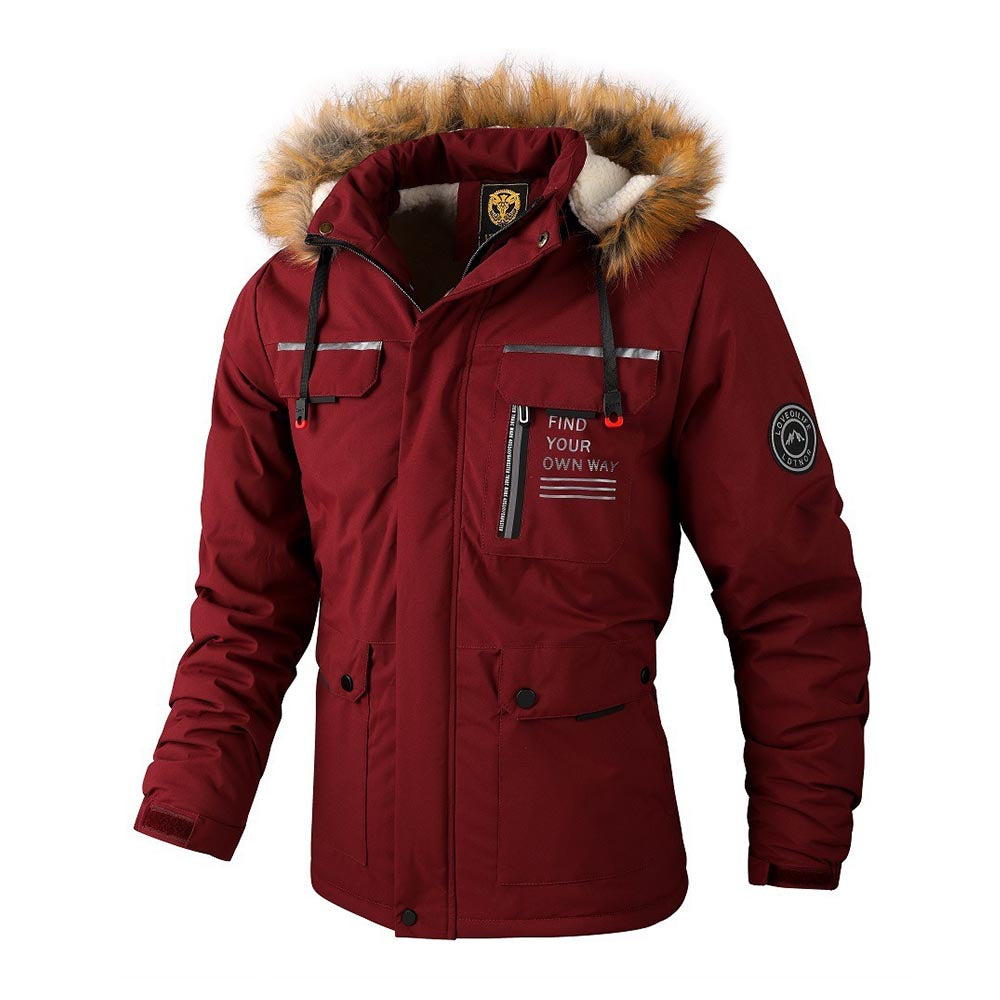 Wasserdichten Outdoor Fleece Winterjacke mit Fellkapuze