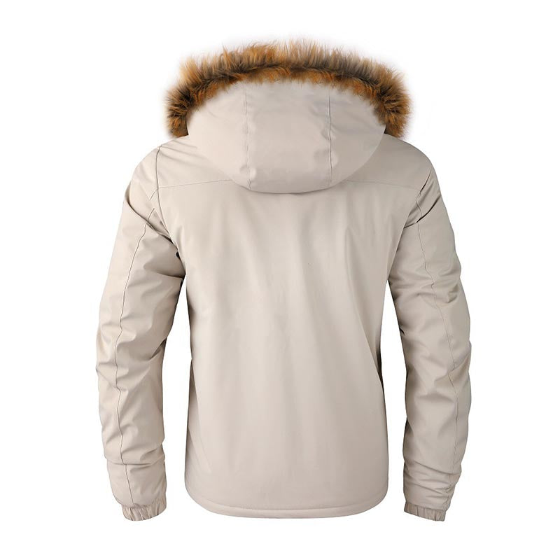 Wasserdichten Outdoor Fleece Winterjacke mit Fellkapuze