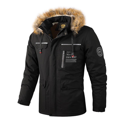 Wasserdichten Outdoor Fleece Winterjacke mit Fellkapuze