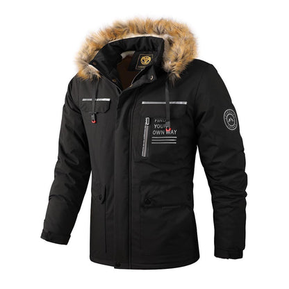 Wasserdichten Outdoor Fleece Winterjacke mit Fellkapuze