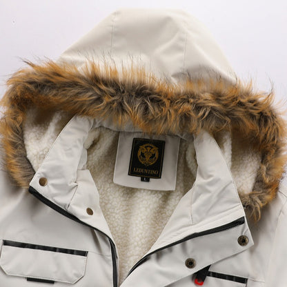 Wasserdichten Outdoor Fleece Winterjacke mit Fellkapuze