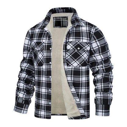Herren Winter Fleecefutter Karohemdjacke mit mehreren Taschen