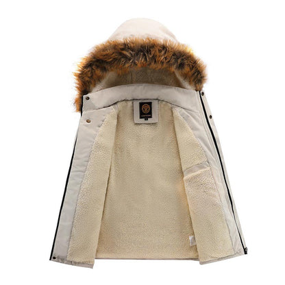 Wasserdichten Outdoor Fleece Winterjacke mit Fellkapuze